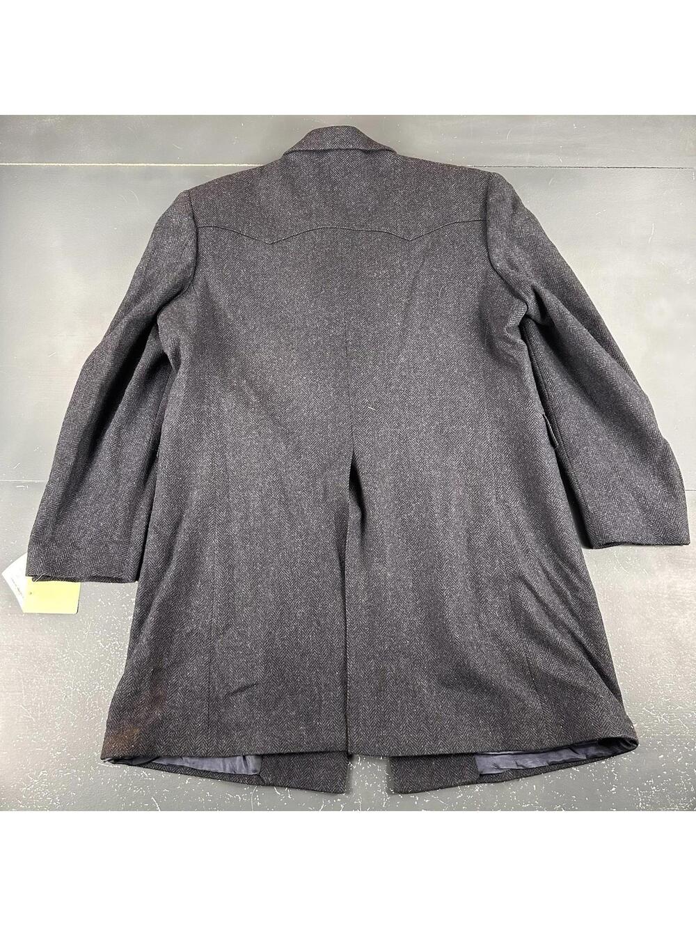 VTG Pagano West Coat Mens 48L Navy Blue Tweed All Wool Hickory Stripe NWT USA - Picture 9 of 12